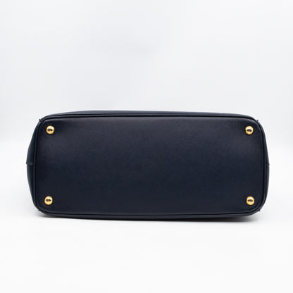 Galleria Large Double Zip Navy Saffiano Leather