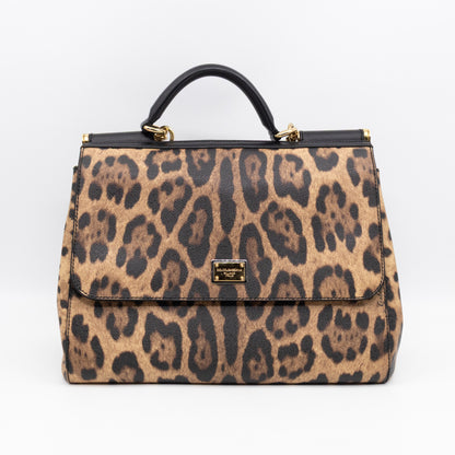 Sicily Large Leopard Dauphine Leather