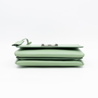 Chain Lock Flap Shoulder Bag Green Saffiano Leather