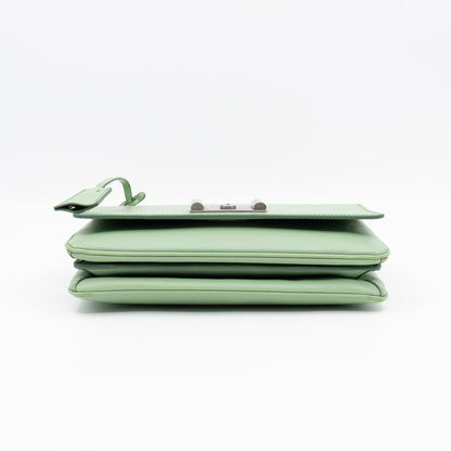 Chain Lock Flap Shoulder Bag Green Saffiano Leather