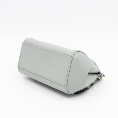 Micro Sicily Tweed Flap Light Blue Leather