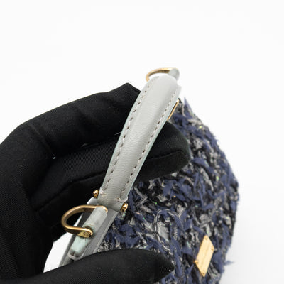 Micro Sicily Tweed Flap Light Blue Leather