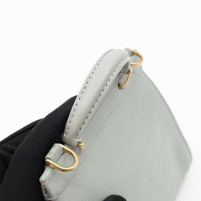 Micro Sicily Tweed Flap Light Blue Leather