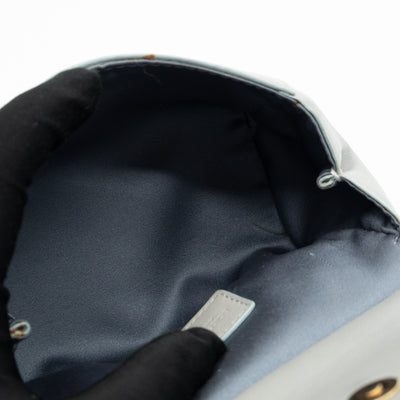 Micro Sicily Tweed Flap Light Blue Leather