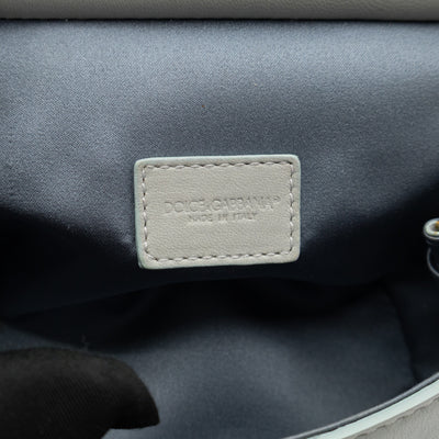 Micro Sicily Tweed Flap Light Blue Leather