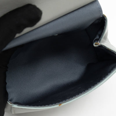 Micro Sicily Tweed Flap Light Blue Leather