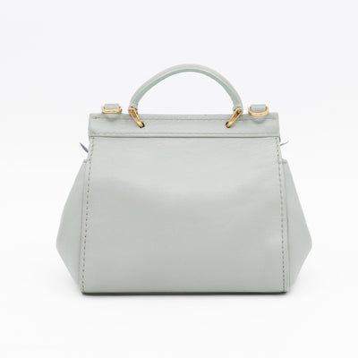 Micro Sicily Tweed Flap Light Blue Leather