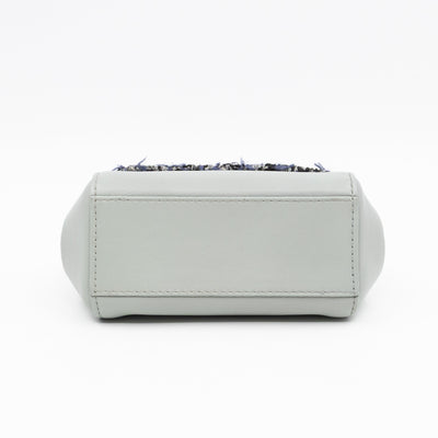 Micro Sicily Tweed Flap Light Blue Leather