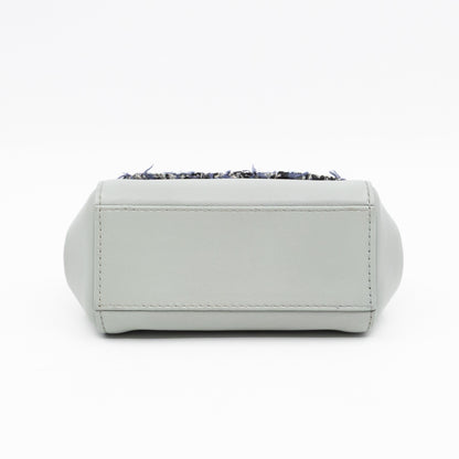 Micro Sicily Tweed Flap Light Blue Leather