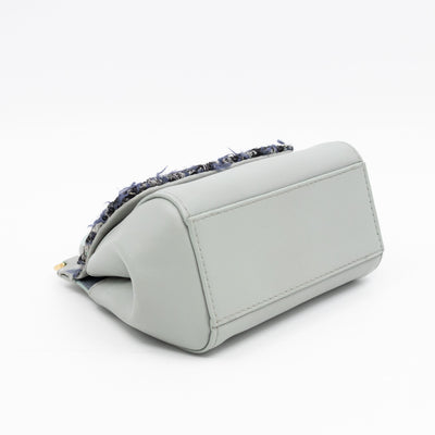 Micro Sicily Tweed Flap Light Blue Leather