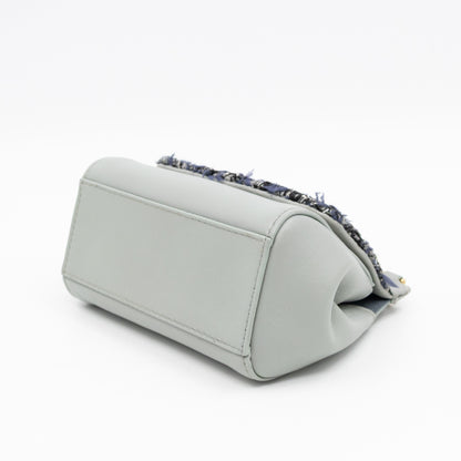 Micro Sicily Tweed Flap Light Blue Leather