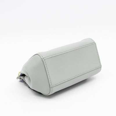 Micro Sicily Tweed Flap Light Blue Leather