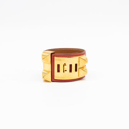 Collier de Chien Bracelet Gold & Red Leather