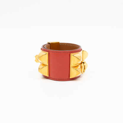 Collier de Chien Bracelet Gold & Red Leather