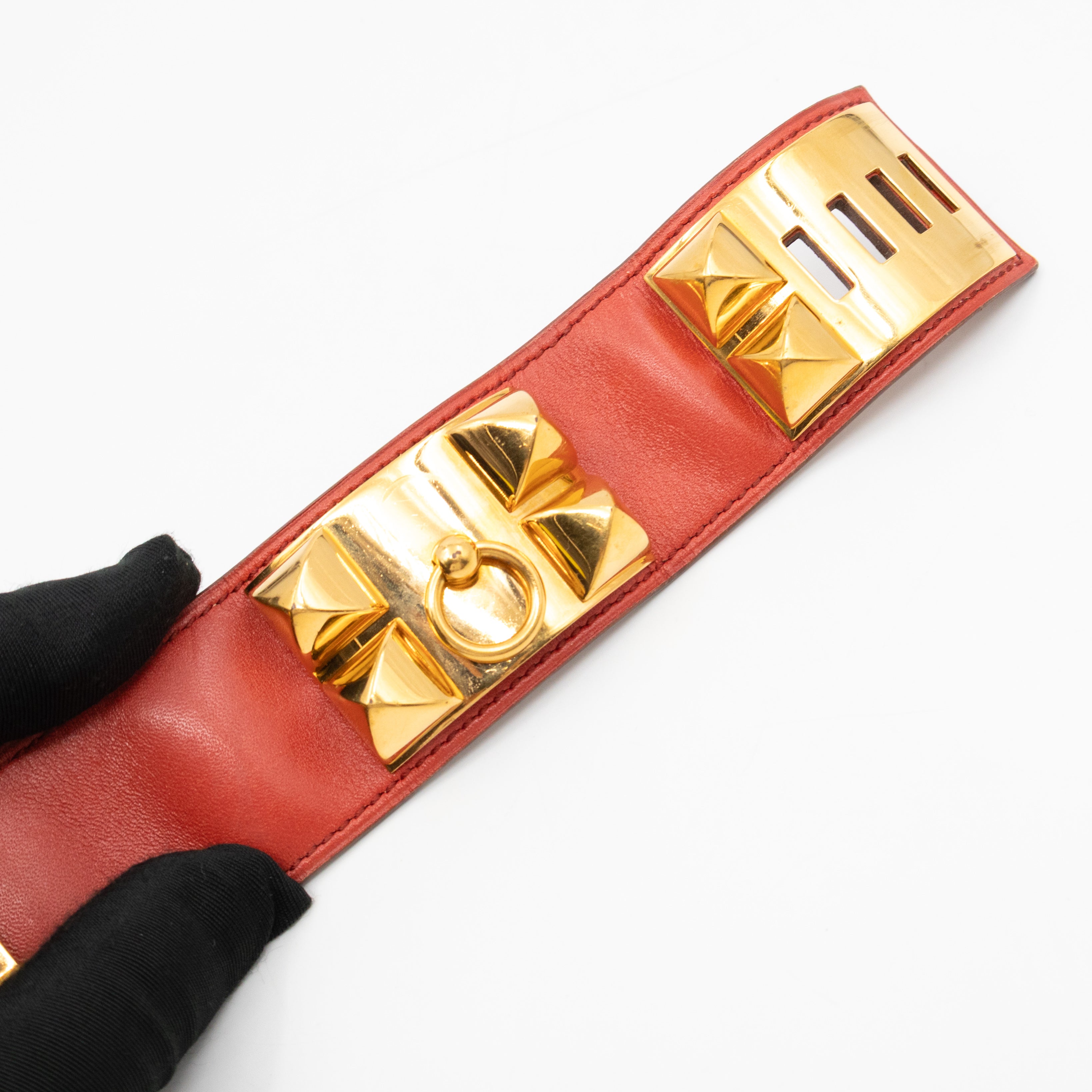 Collier de Chien Bracelet Gold & Red Leather