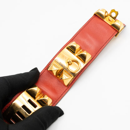 Collier de Chien Bracelet Gold & Red Leather