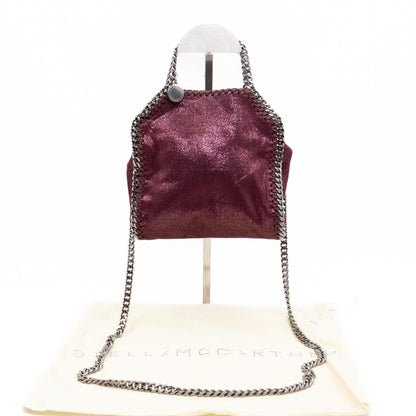 Falabella Fold Over Tote Tiny Metallic Burgundy
