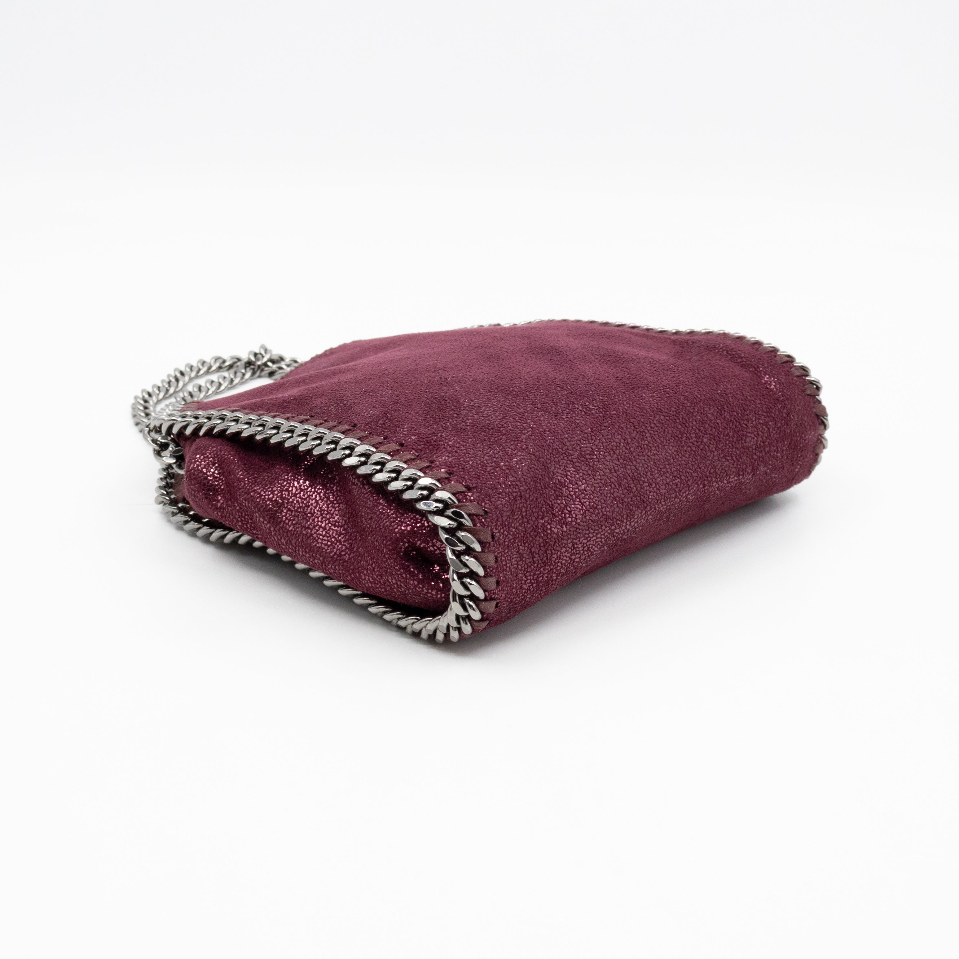 Falabella Fold Over Tote Tiny Metallic Burgundy
