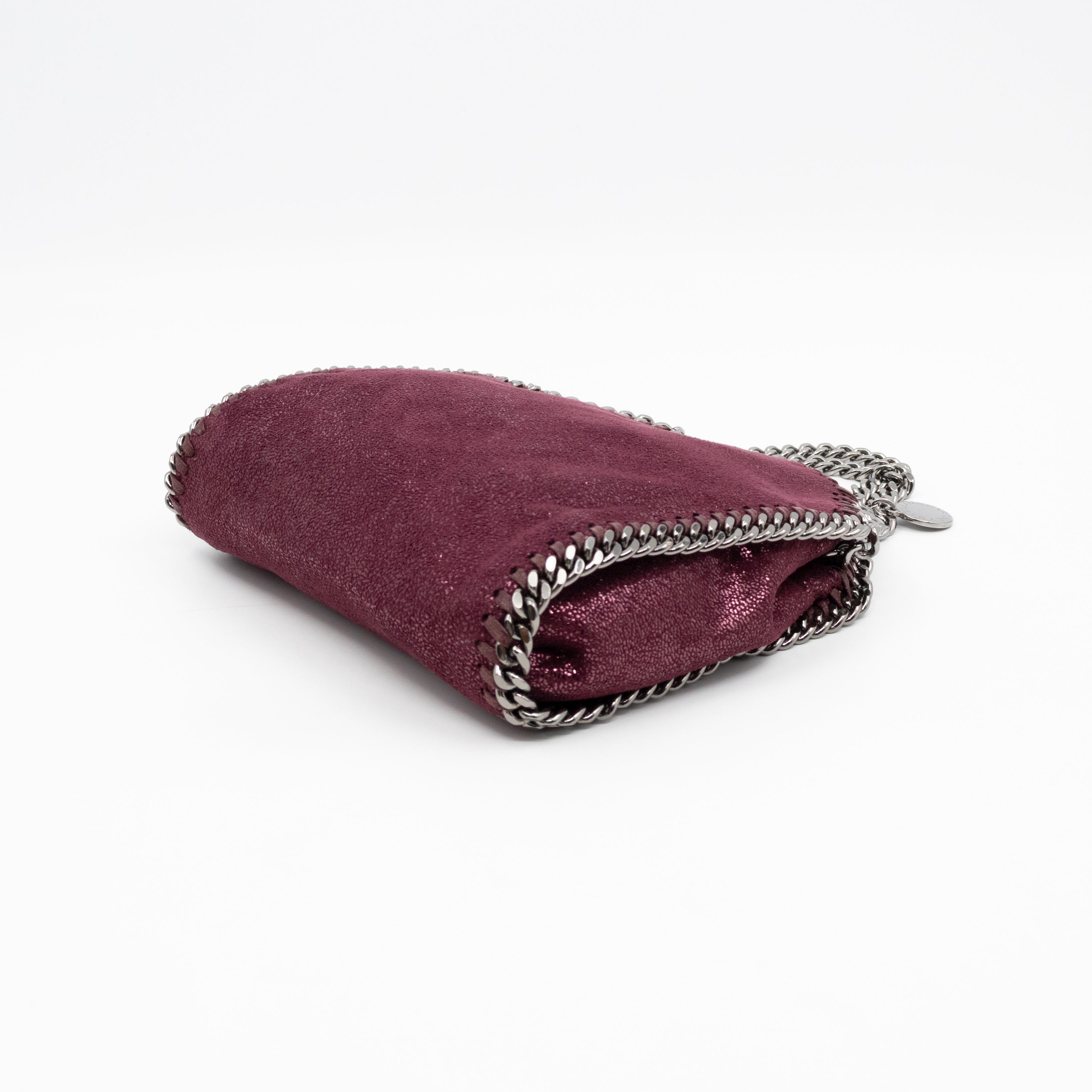 Falabella Fold Over Tote Tiny Metallic Burgundy
