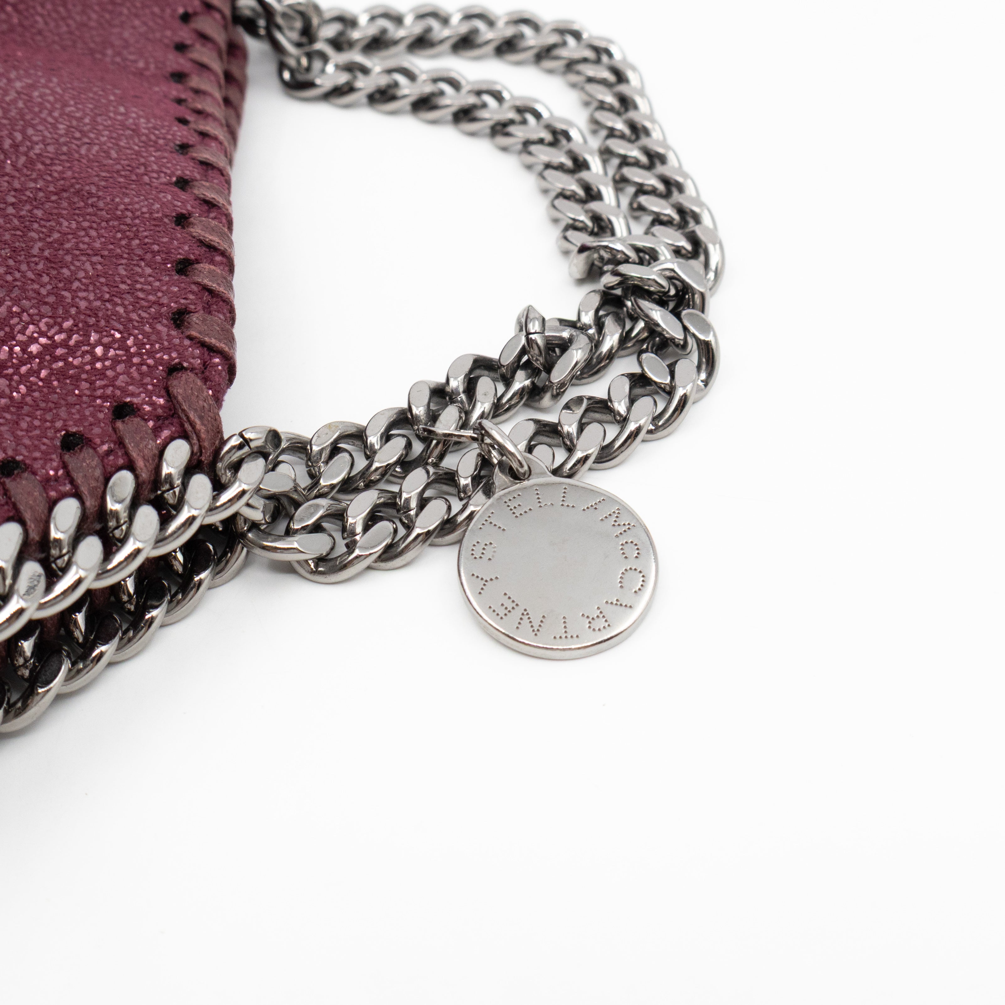 Falabella Fold Over Tote Tiny Metallic Burgundy