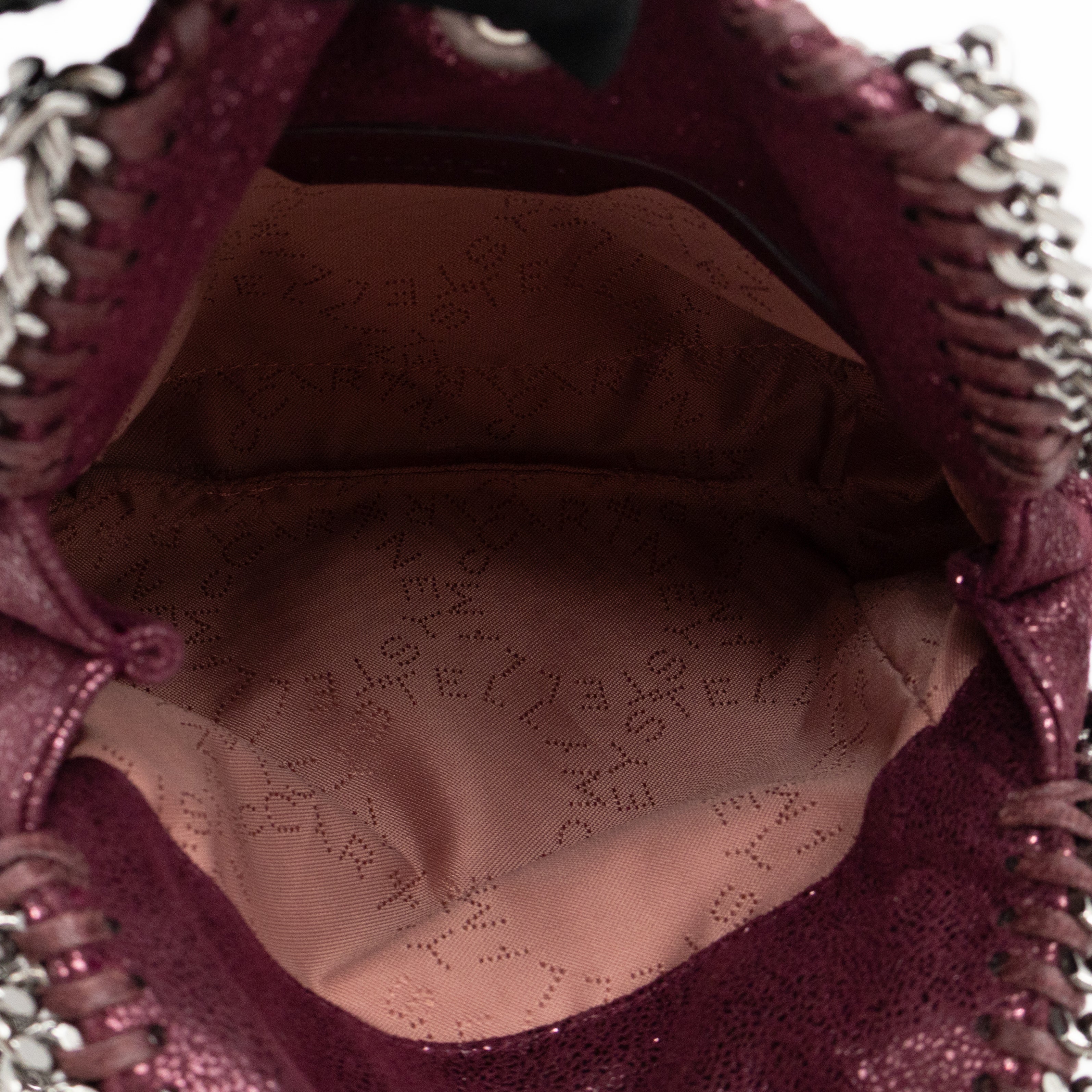 Falabella Fold Over Tote Tiny Metallic Burgundy