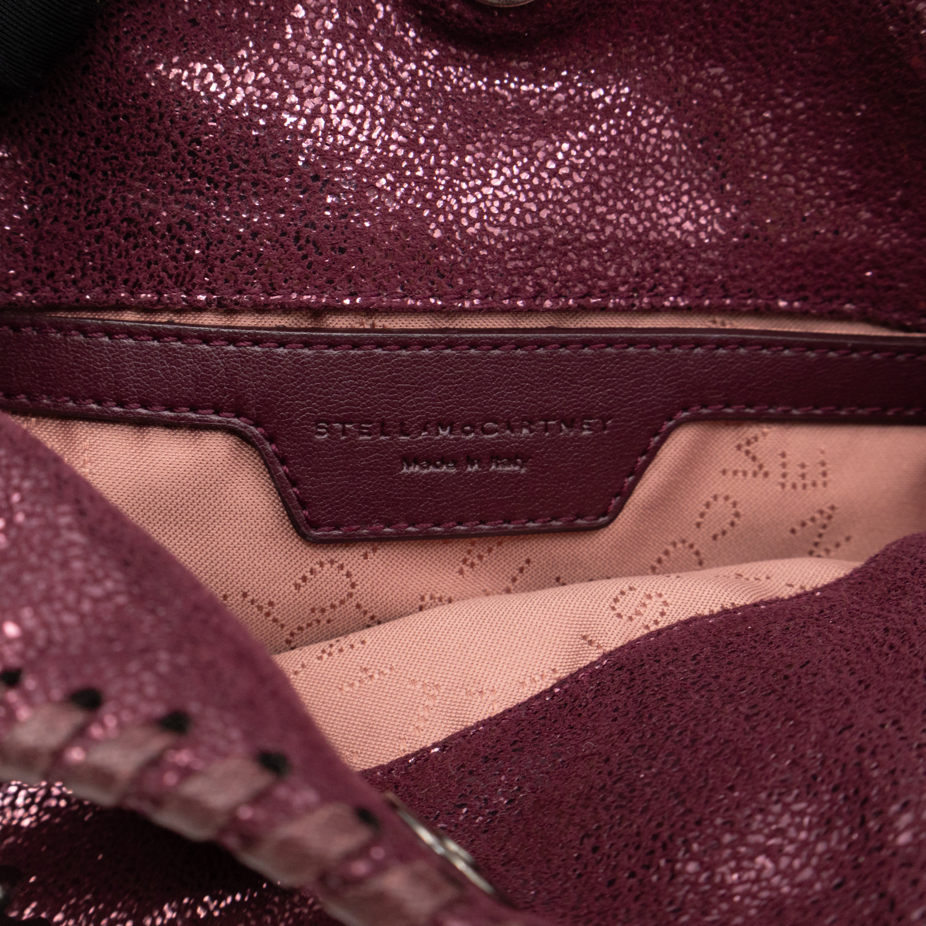 Falabella Fold Over Tote Tiny Metallic Burgundy