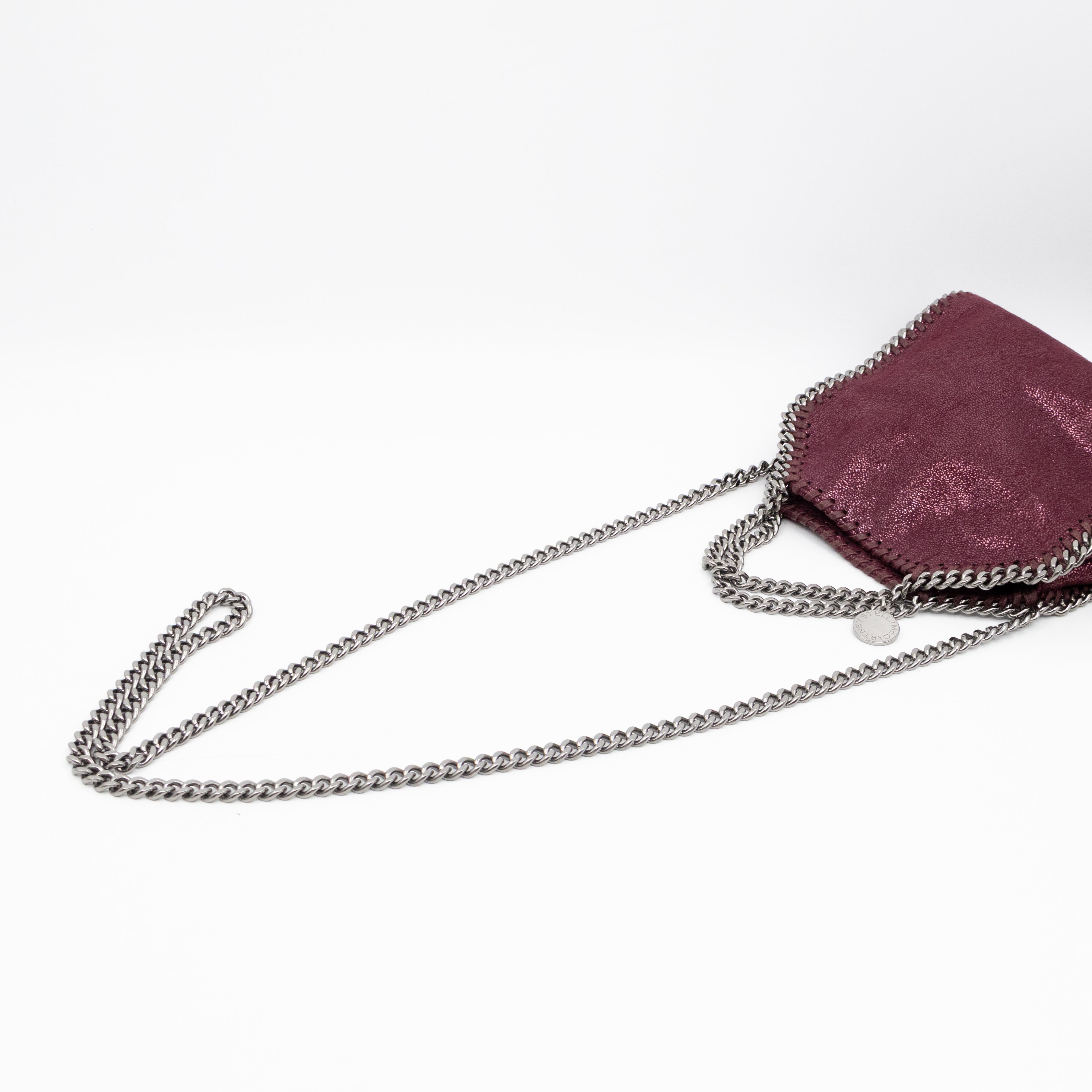 Falabella Fold Over Tote Tiny Metallic Burgundy