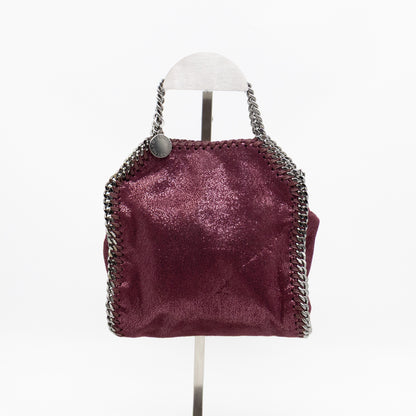 Falabella Fold Over Tote Tiny Metallic Burgundy