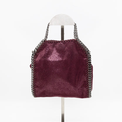 Falabella Fold Over Tote Tiny Metallic Burgundy