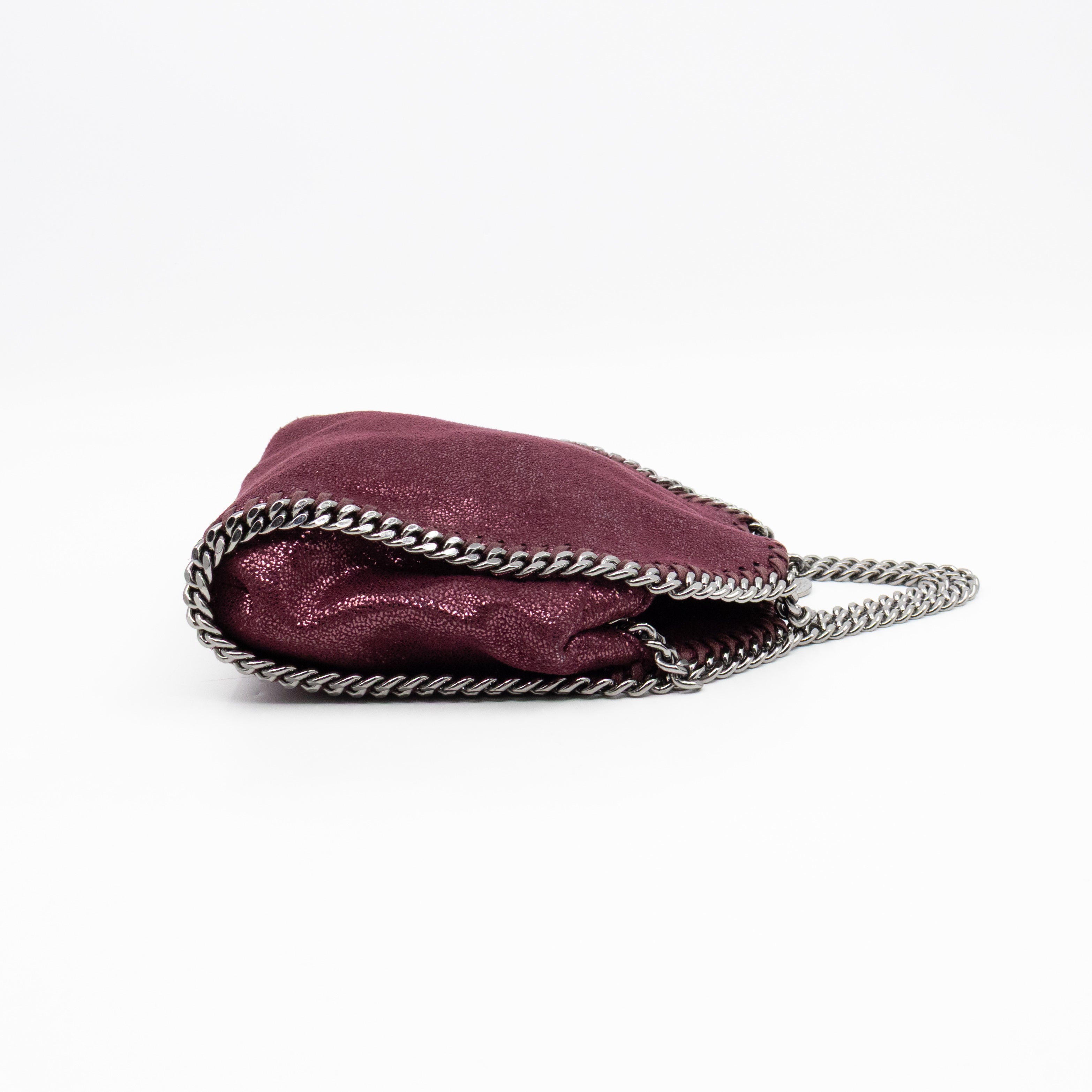Falabella Fold Over Tote Tiny Metallic Burgundy