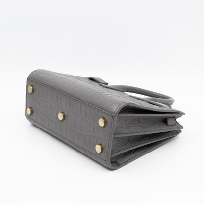 Sac de Jour Nano Grey Croc Embossed Leather