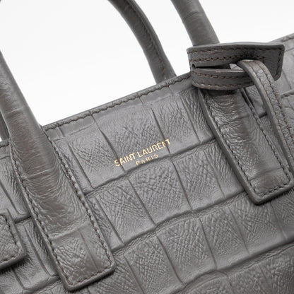 Sac de Jour Nano Grey Croc Embossed Leather