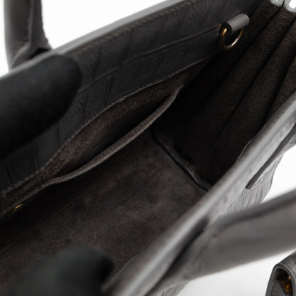 Sac de Jour Nano Grey Croc Embossed Leather