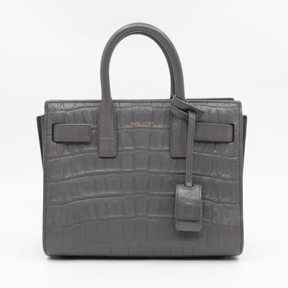 Sac de Jour Nano Grey Croc Embossed Leather
