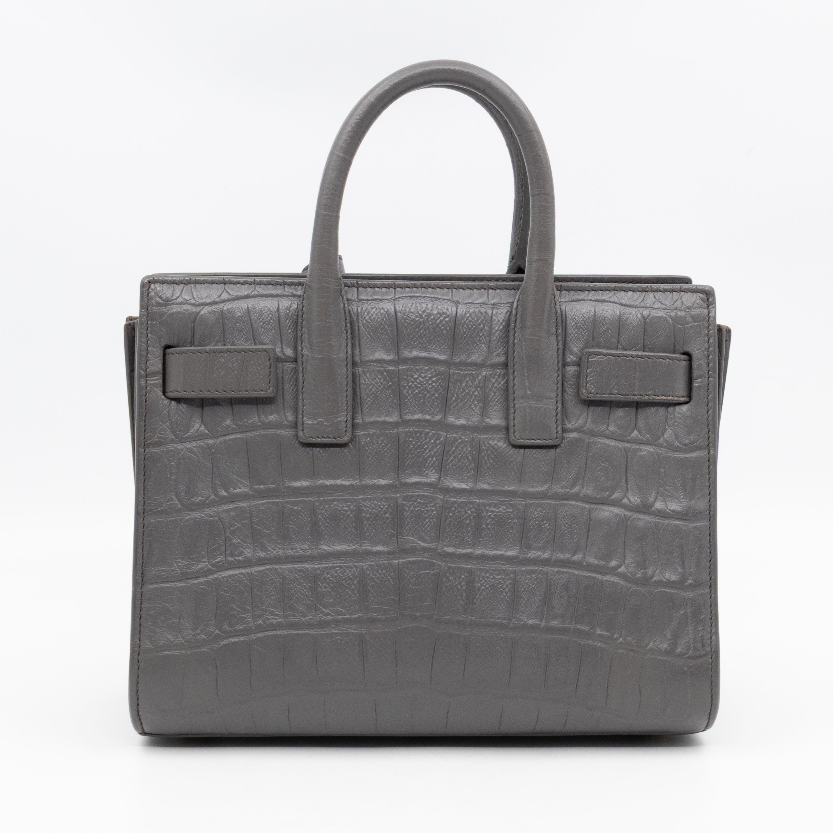 Sac de Jour Nano Grey Croc Embossed Leather