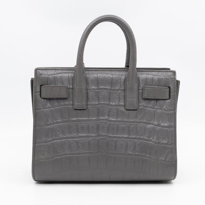 Sac de Jour Nano Grey Croc Embossed Leather