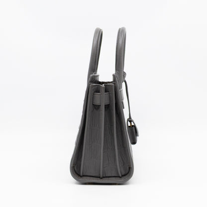 Sac de Jour Nano Grey Croc Embossed Leather
