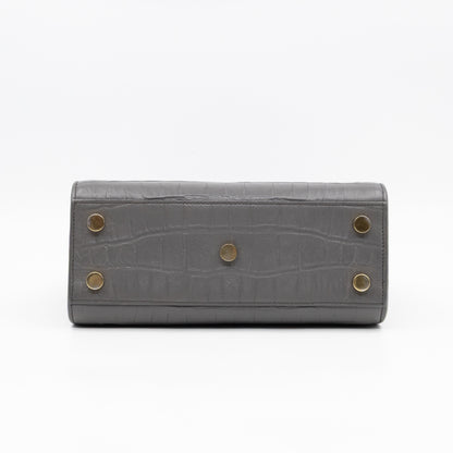 Sac de Jour Nano Grey Croc Embossed Leather