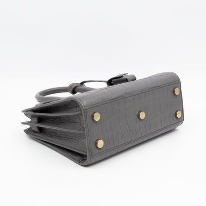 Sac de Jour Nano Grey Croc Embossed Leather