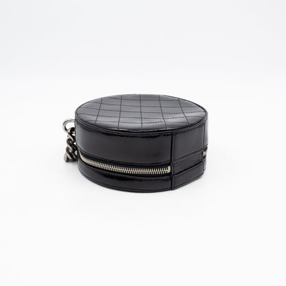 Round As Earth Bag Black Patent Leather Silver