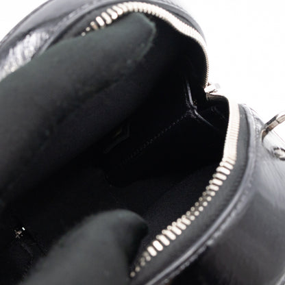Round As Earth Bag Black Patent Leather Silver