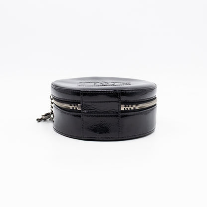 Round As Earth Bag Black Patent Leather Silver