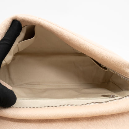 Casual Journey Flap Bag Beige Leather Silver
