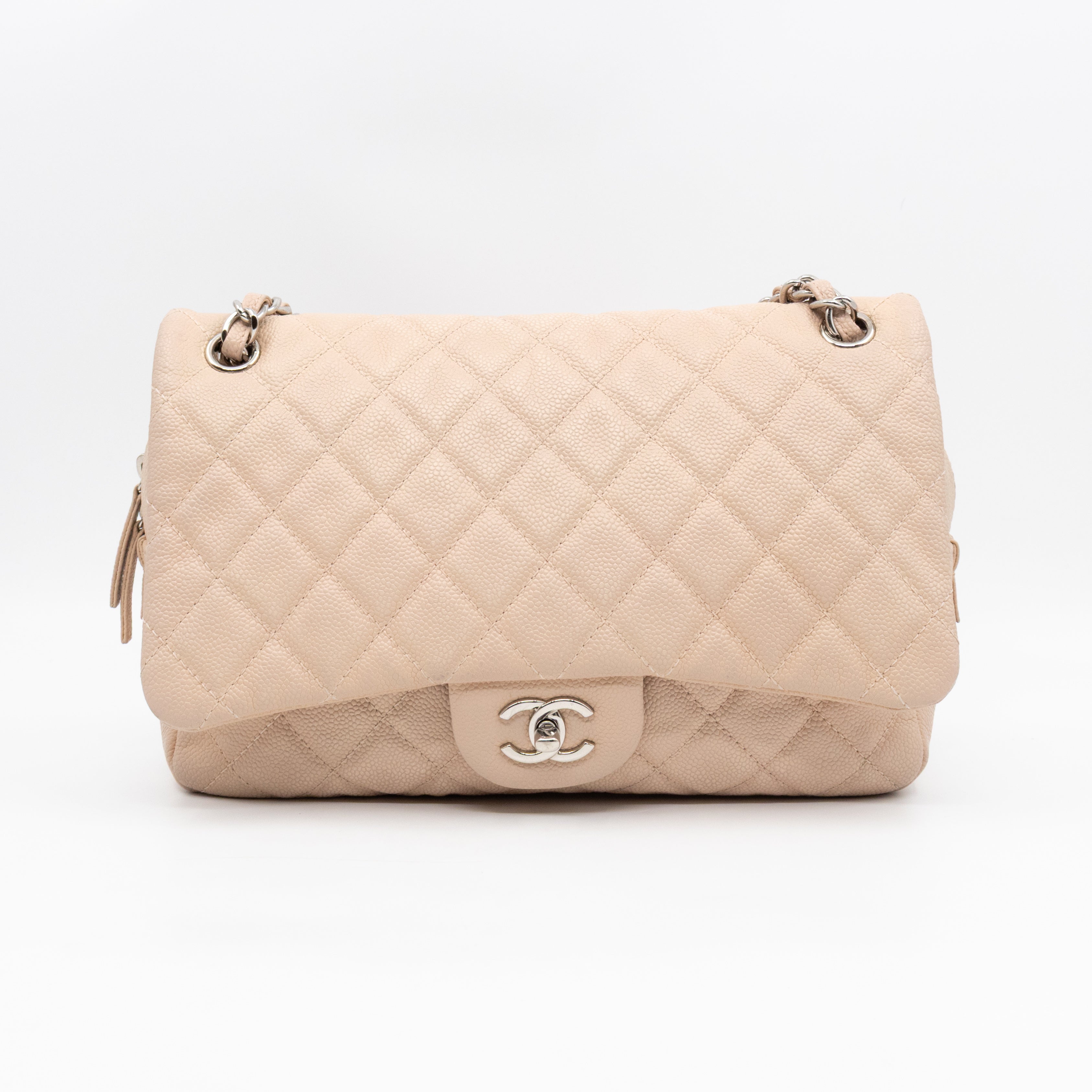 Casual Journey Flap Bag Beige Leather Silver