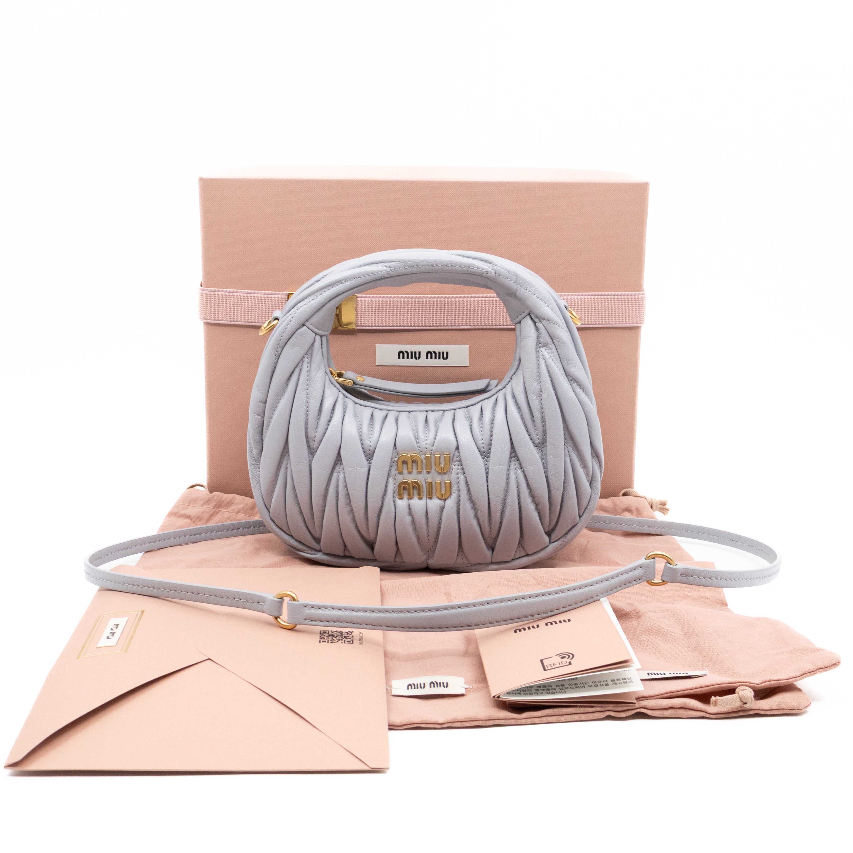 Wander Mini Hobo Bag Cornflower Matelassé Nappa Leather