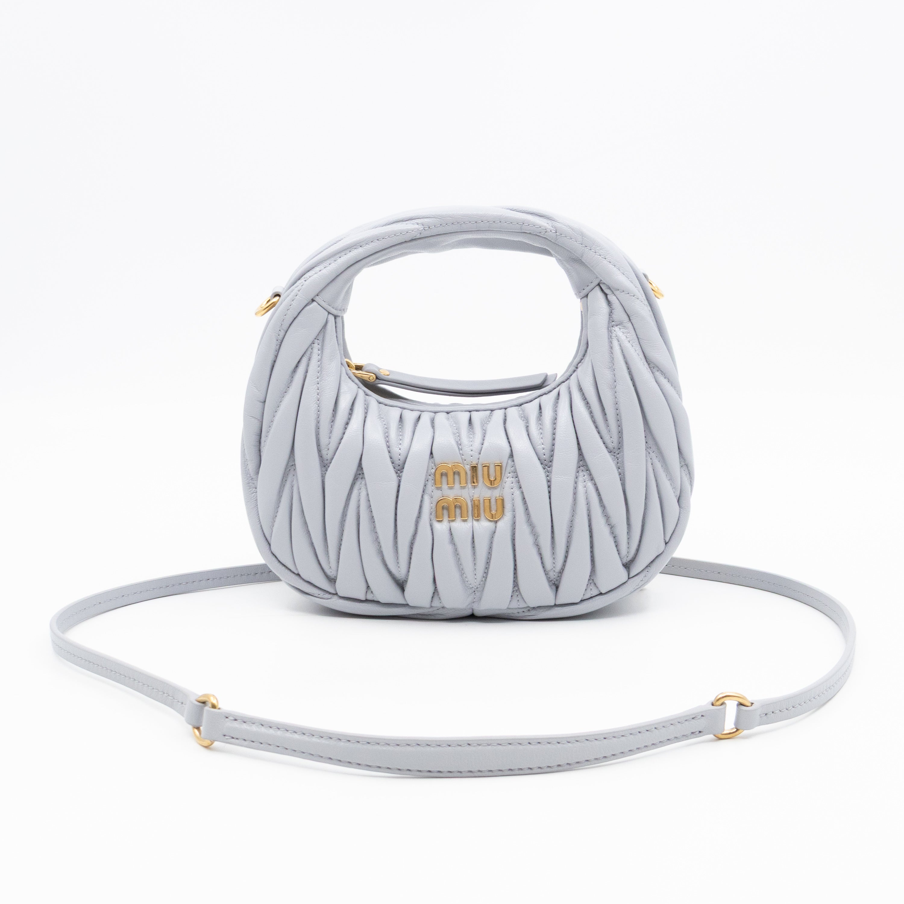 Wander Mini Hobo Bag Cornflower Matelassé Nappa Leather