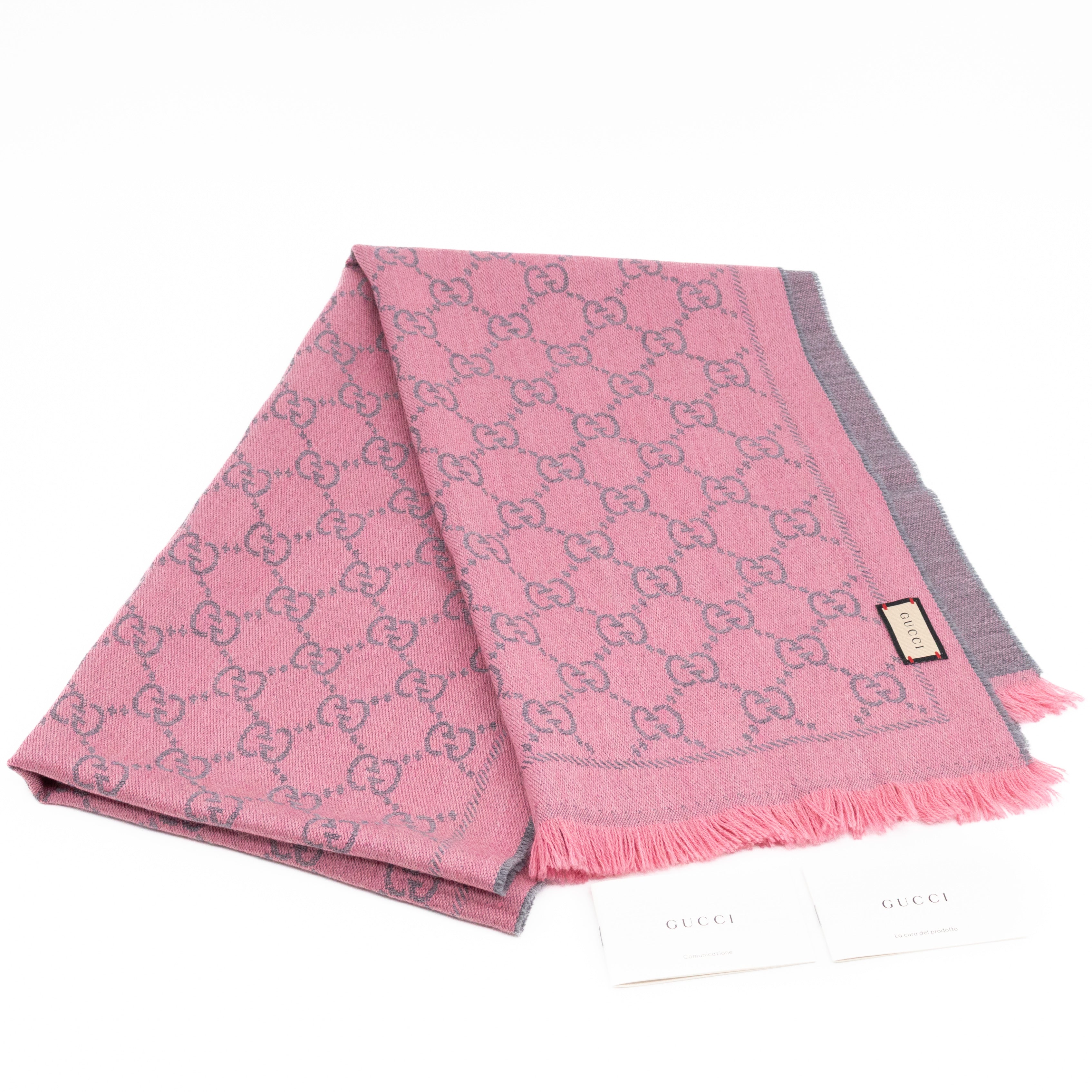 GG Wool Scarf Pink Graphite