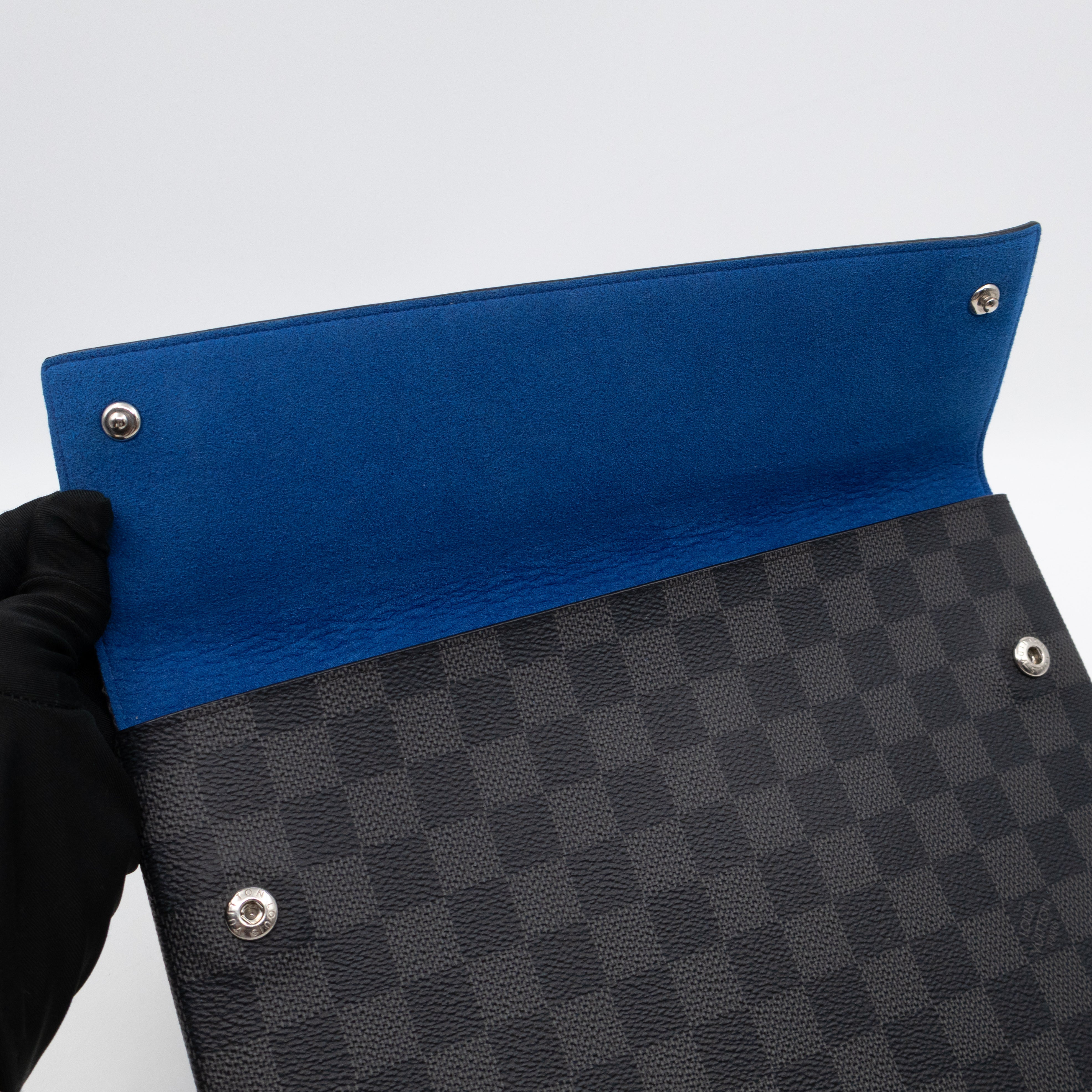 Alpha Triple Pouch Large Damier Graphite
