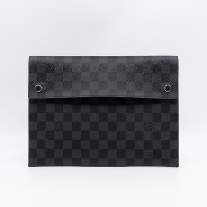Alpha Triple Pouch Large Damier Graphite