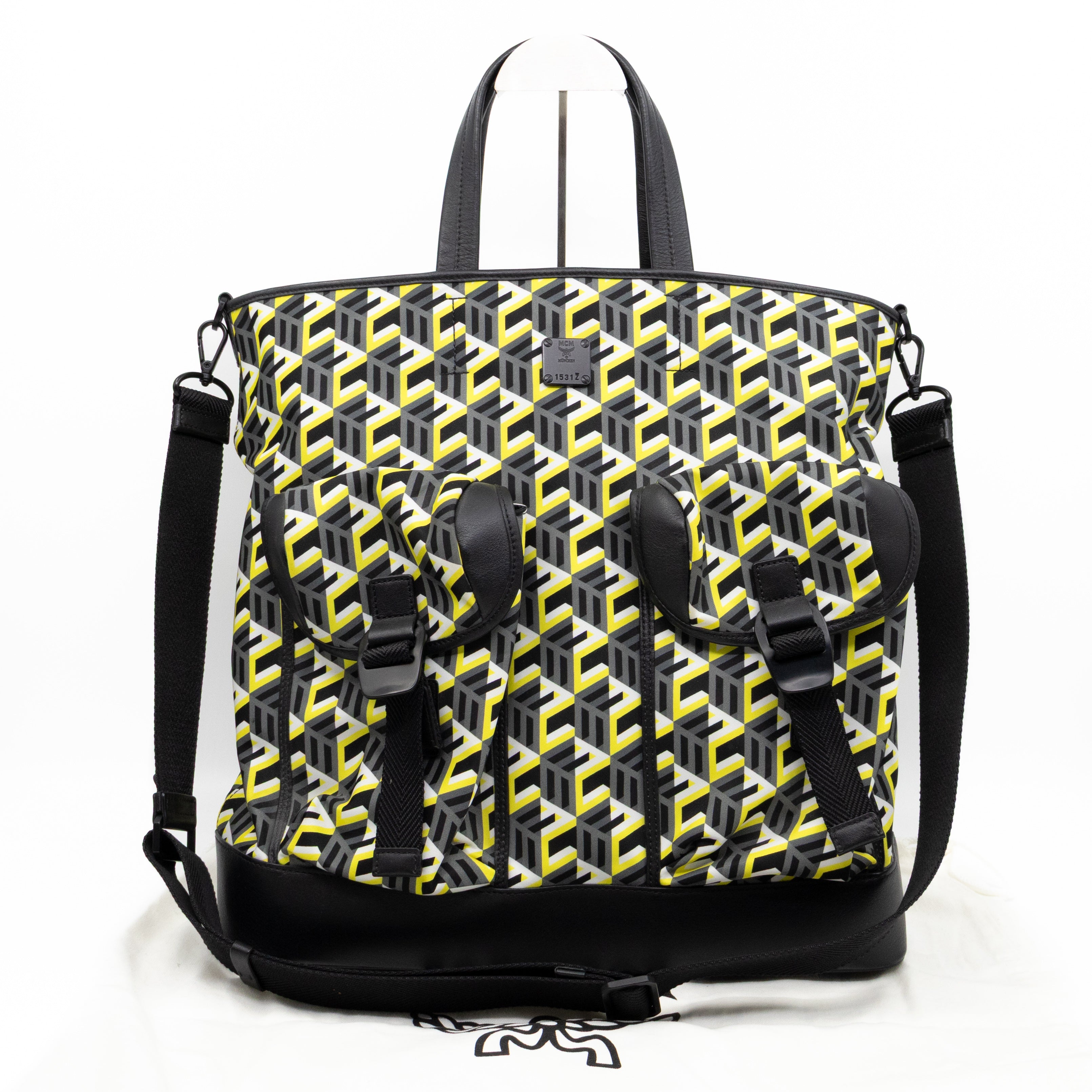 Cubic Logo Tote Bag Yellow Nylon